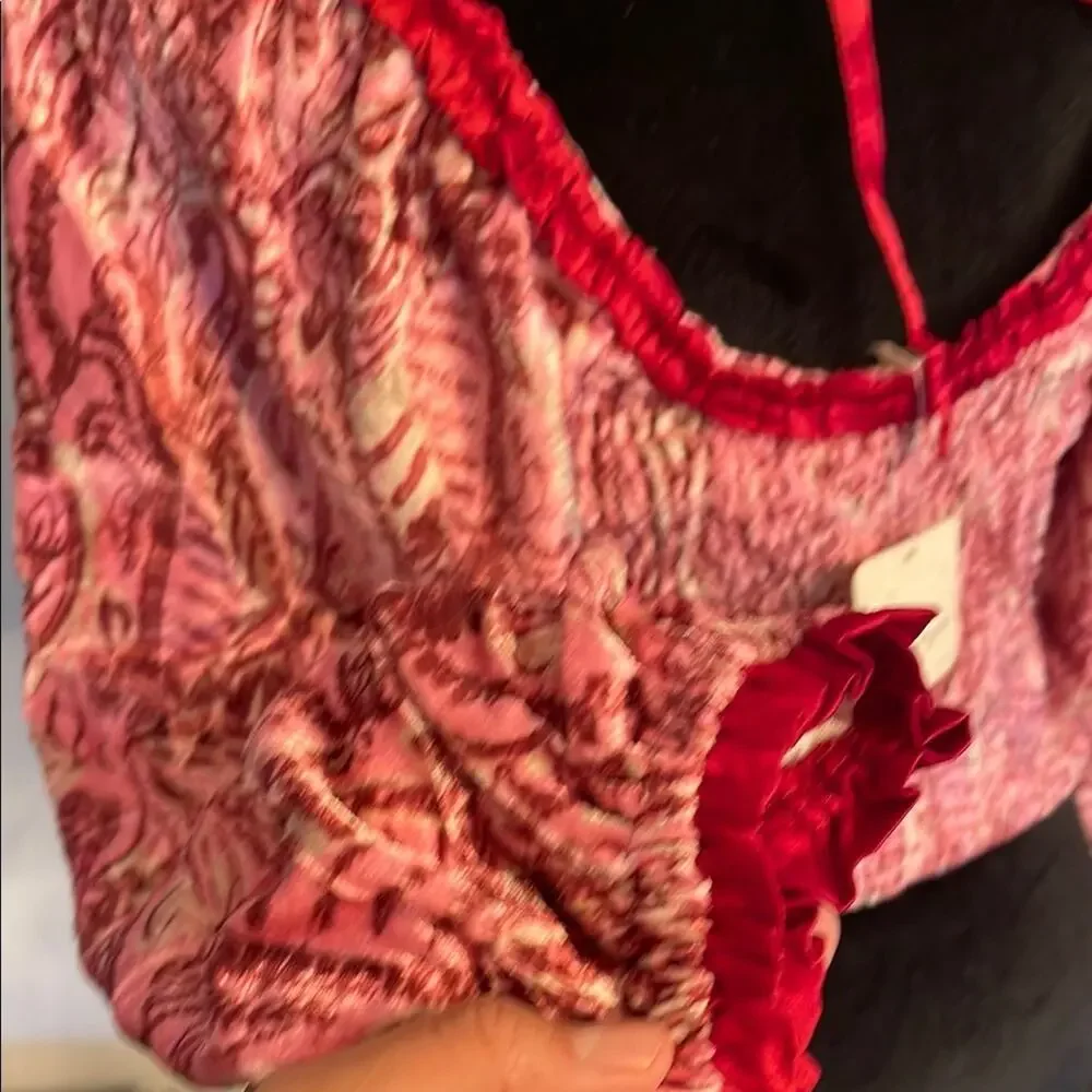 NWT Free  People Dare Me Velvet Blouse Women’s Large